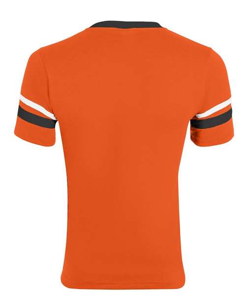 Augusta Sportswear 360 V-Neck Jersey with Striped Sleeves - Orange/ Black/ White - back