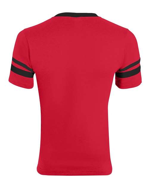 Augusta Sportswear 360 V-Neck Jersey with Striped Sleeves - Red/ Black - back