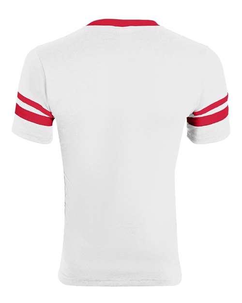 Augusta Sportswear 360 V-Neck Jersey with Striped Sleeves - White/ Red - back