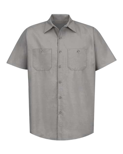 Red Kap SP24T Men's Tall Industrial Short Sleeve Work Shirt - Light Grey - front