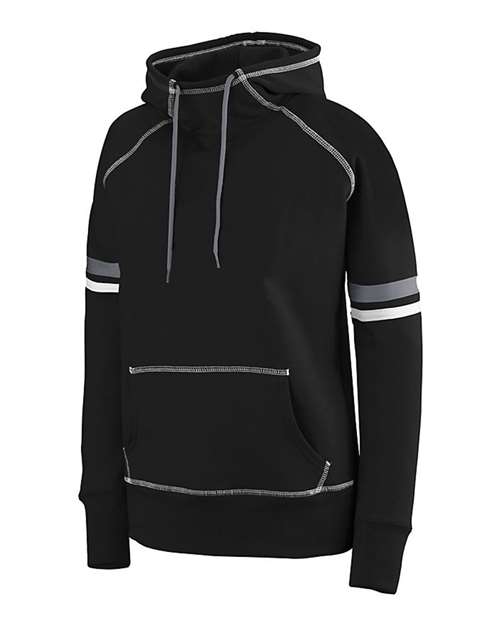 Augusta Sportswear 5440 Women's Spry Hooded Sweatshirt - Black/ White/ Carbon - side