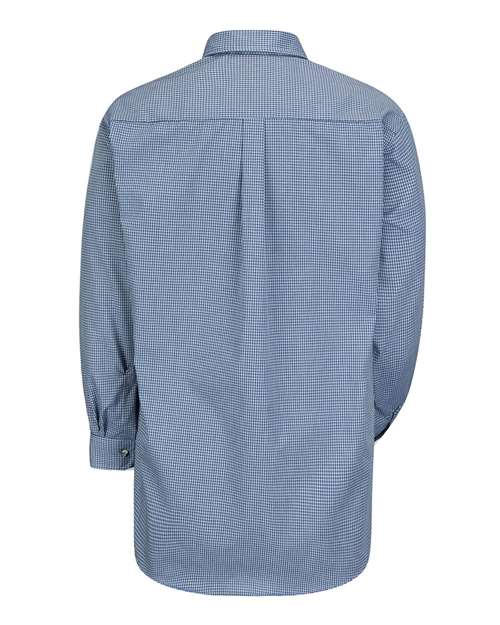 Red Kap SP74 Men's Mini-Plaid Uniform Long Sleeve Shirt - White/ Blue Plaid - 323 - back