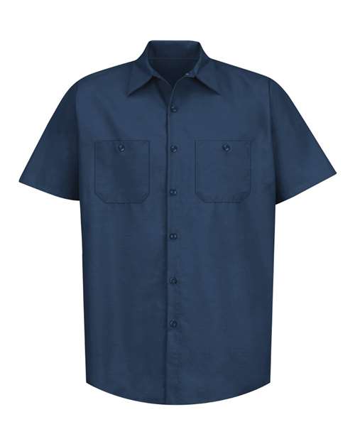 Red Kap SP24T Men's Tall Industrial Short Sleeve Work Shirt - Navy - front