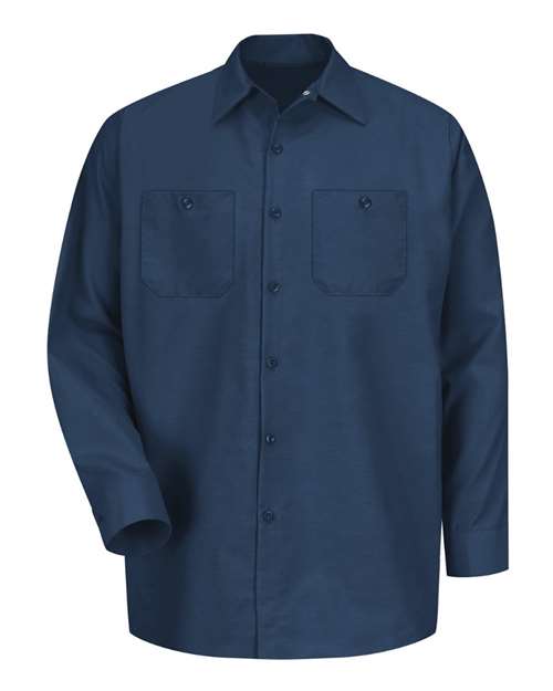 Red Kap SP14T Men's Tall Industrial Long Sleeve Work Shirt - Navy - front