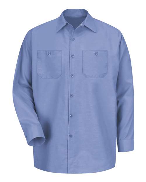 Red Kap SP14T Men's Tall Industrial Long Sleeve Work Shirt - Light Blue - front