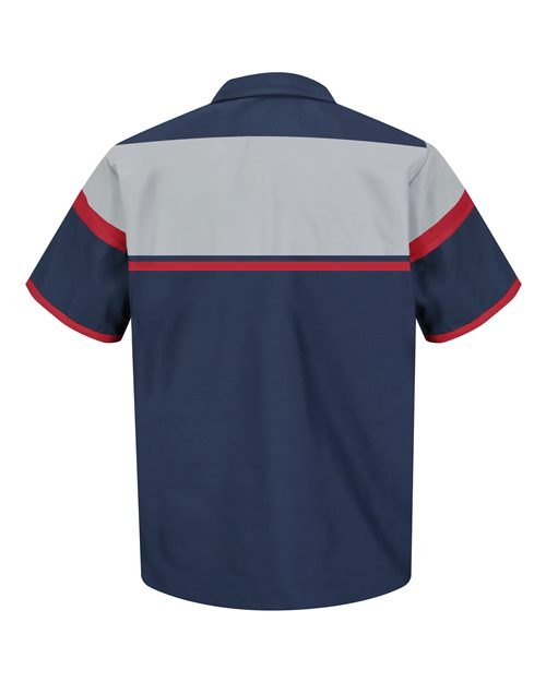 Red Kap SP24AC Men's Performance Tech Shirt - Navy/ Red/ Light Grey - back