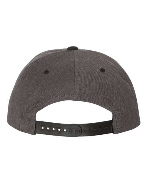 YP Classics 6089M Premium Flat Bill Snapback Cap - Dark Heather/ Black - back