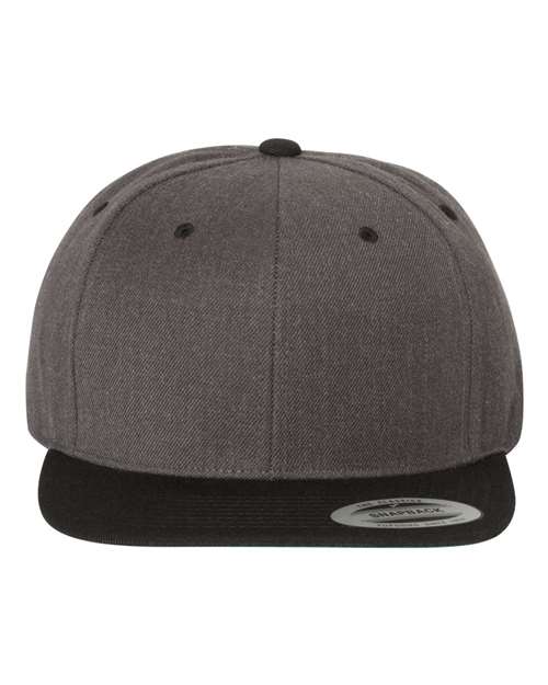 YP Classics 6089M Premium Flat Bill Snapback Cap - Dark Heather/ Black - front