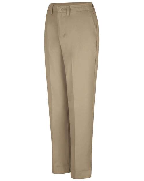 Red Kap PT61 Women's Elastic Insert Work Pants - Khaki - Unhemmed - front