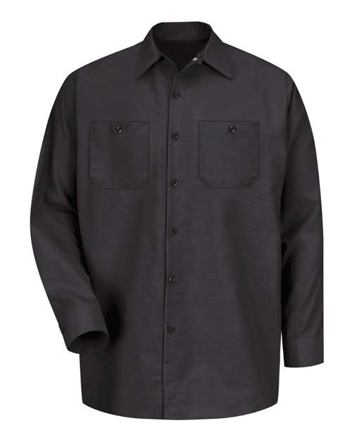 Red Kap SP14T Men's Tall Industrial Long Sleeve Work Shirt - Black - front