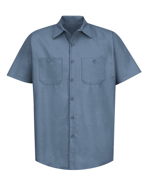 Red Kap SP24T Men's Tall Industrial Short Sleeve Work Shirt - Postman Blue - front