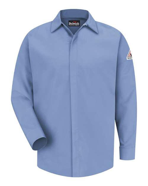 Bulwark SLS2 Men's Concealed-Gripper Pocketless Work Shirt - Light Blue - front