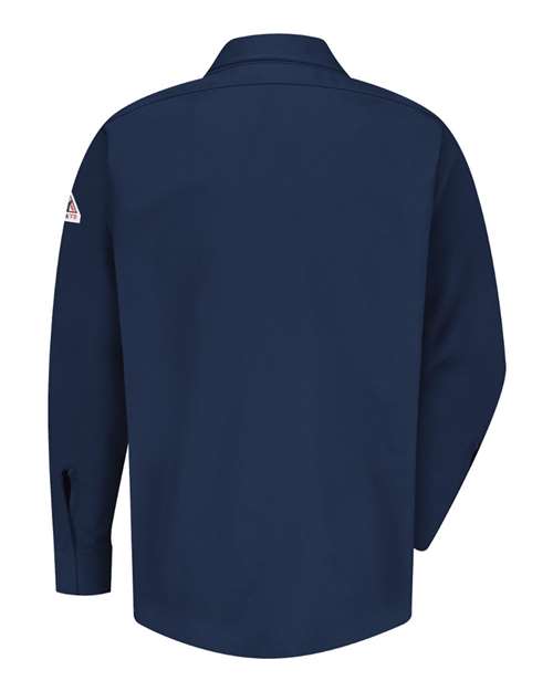 Bulwark SLS2 Men's Concealed-Gripper Pocketless Work Shirt - Navy - back