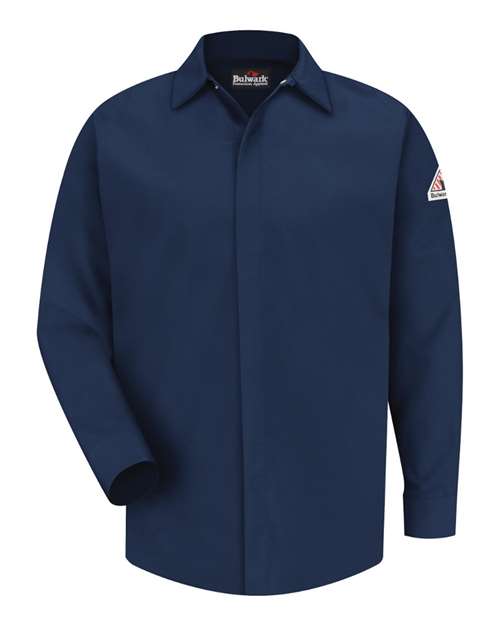 Bulwark SLS2 Men's Concealed-Gripper Pocketless Work Shirt - Navy - front