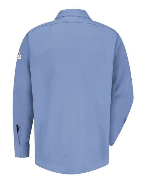 Bulwark SLS2T Men's Tall Concealed-Gripper Pocketless Work Shirt - Light Blue - back