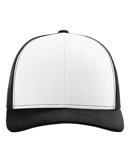 Richardson 112 Snapback Trucker Cap - White/ Black - front
