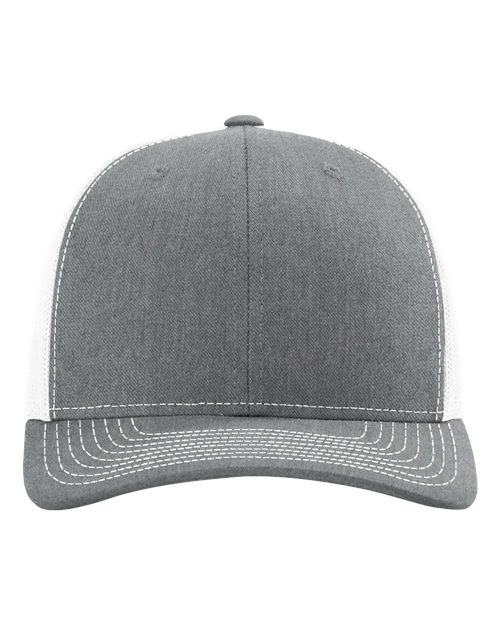 Richardson 112 Snapback Trucker Cap - Heather Grey/ White - front