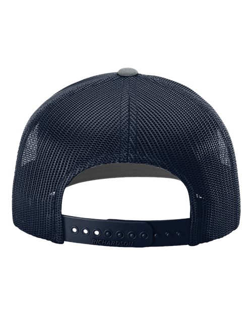 Richardson 112 Snapback Trucker Cap - Heather Grey/ Navy - back