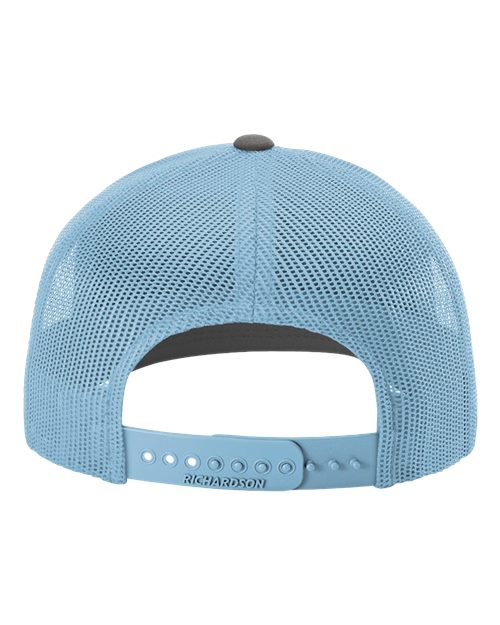 Richardson 112 Snapback Trucker Cap - Charcoal/ Columbia Blue - back