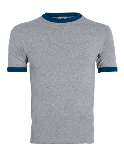 Augusta Sportswear 711 Youth Ringer T-Shirt - Athletic Heather/ Navy - front