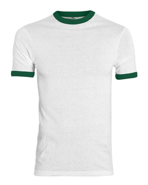 Augusta Sportswear 711 Youth Ringer T-Shirt - White/ Dark Green - front