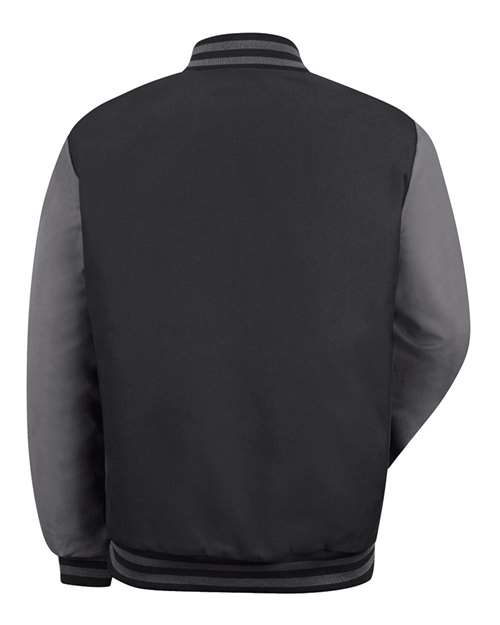 Red Kap JT40T Men's Tall Duo-Tone Team Jacket - Black/ Charcoal - back