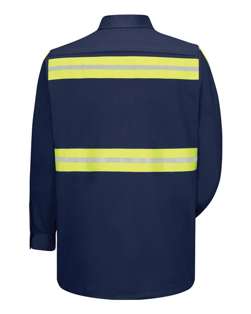 Red Kap SC30ET Men's Tall Enhanced Visibility Long Sleeve Cotton Work Shirt - Navy - back