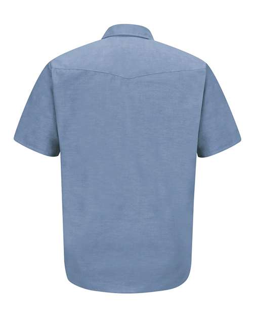 Red Kap SC24T Men's Tall Deluxe Western Style Short Sleeve Shirt - Light Blue - back