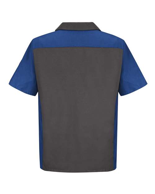 Red Kap SY20T Men's Tall Short Sleeve Automotive Crew Shirt - Charcoal/ Royal - back