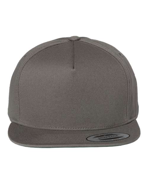 YP Classics 6007 Five-Panel Cotton Twill Snapback Cap - Dark Grey - front