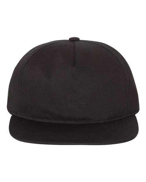 YP Classics 6502 Lightly-Structured Five-Panel Snapback Cap - Black - front
