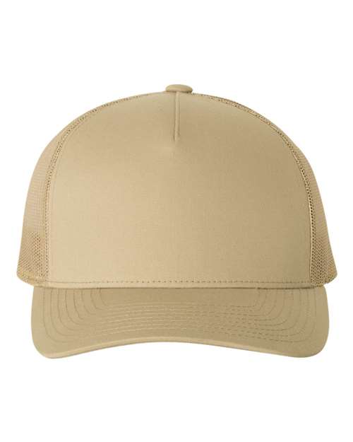 YP Classics 6506 Five-Panel Retro Trucker Cap - Khaki - front