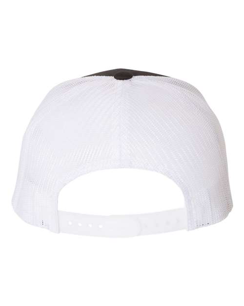 YP Classics 6506 Five-Panel Retro Trucker Cap - Black/ White - back