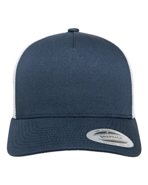 YP Classics 6506 Five-Panel Retro Trucker Cap - Navy/ White - front