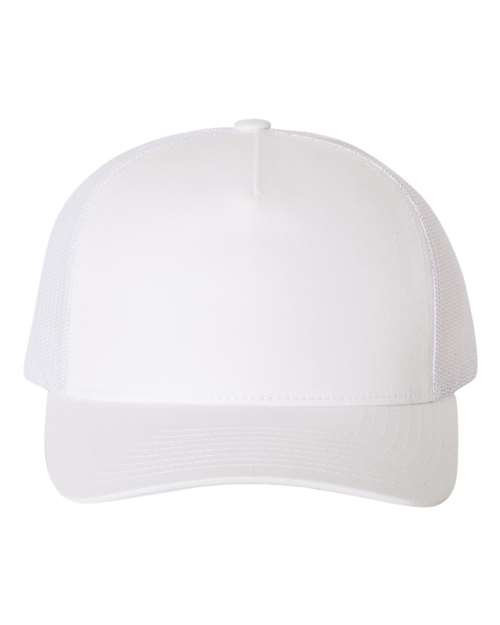 YP Classics 6506 Five-Panel Retro Trucker Cap - White - front