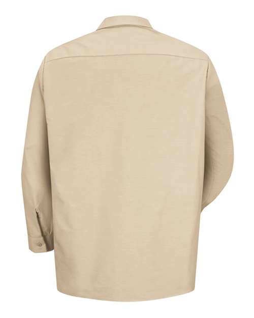 Red Kap SP14T Men's Tall Industrial Long Sleeve Work Shirt - Light Tan - back