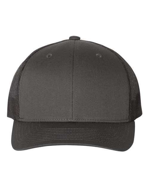 YP Classics 6606 Retro Trucker Cap - Charcoal/ Black - front