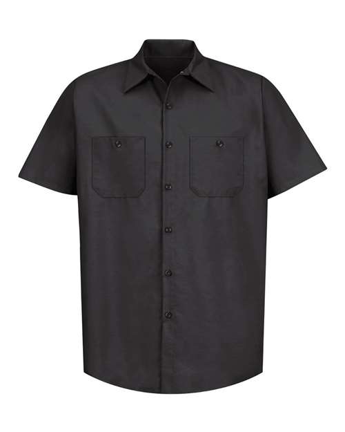 Red Kap SP24T Men's Tall Industrial Short Sleeve Work Shirt - Black - front