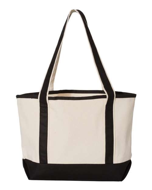 Q-Tees Q125800 20L Small Deluxe Tote - Natural/ Black - back