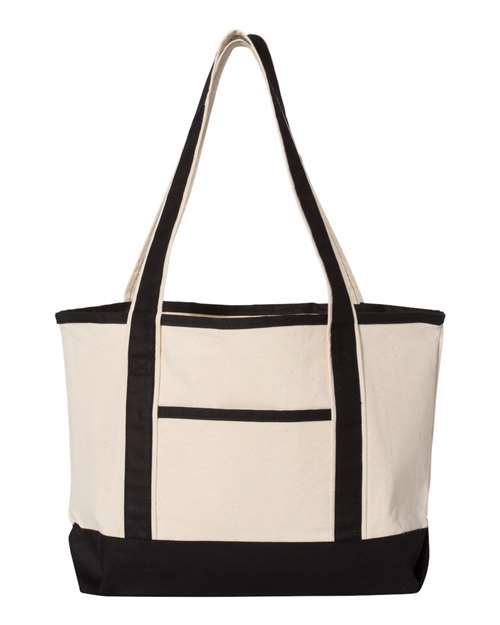 Q-Tees Q125800 20L Small Deluxe Tote - Natural/ Black - front