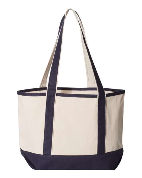 Q-Tees Q125800 20L Small Deluxe Tote - Natural/ Navy - back