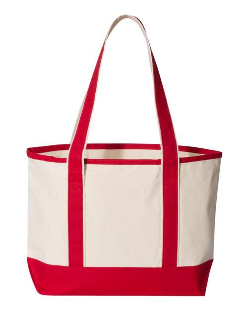 Q-Tees Q125800 20L Small Deluxe Tote - Natural/ Red - back