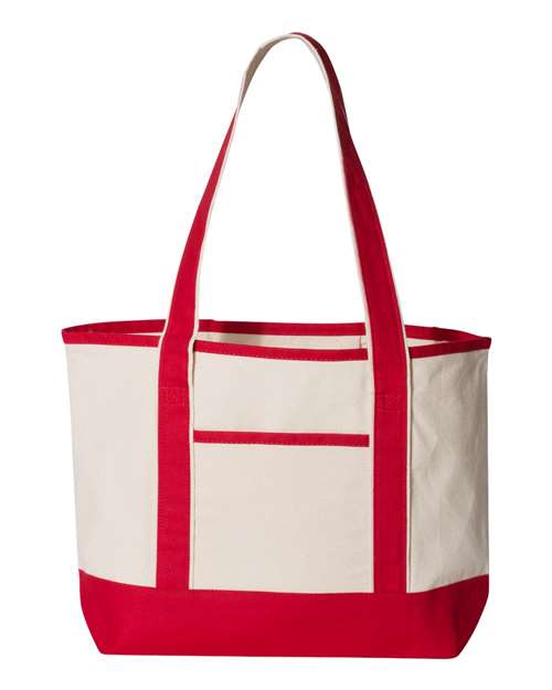 Q-Tees Q125800 20L Small Deluxe Tote - Natural/ Red - front