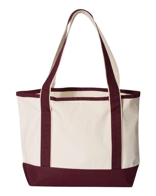 Q-Tees Q125800 20L Small Deluxe Tote - Natural/ Maroon - back