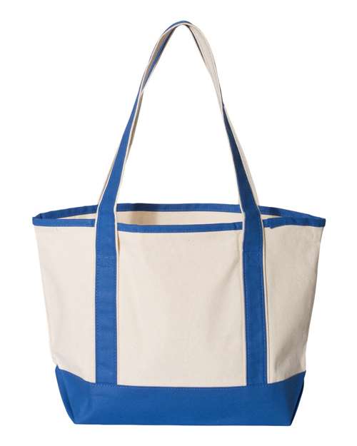 Q-Tees Q125800 20L Small Deluxe Tote - Natural/ Royal - back