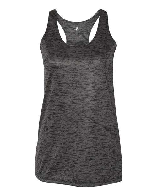 Badger 4161 Women's Tonal Blend Racerback Tank Top - Black Tonal Blend - front