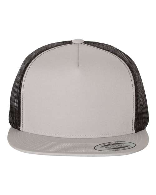 YP Classics 6006 Classic Five-Panel Trucker Cap - Silver/ Black - front