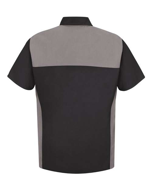 Red Kap SP28T Men's Tall Short Sleeve Motorsports Shirt - Black/ Silver - back