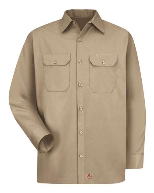 Red Kap ST52T Men's Tall Utility Long Sleeve Work Shirt - Khaki - front