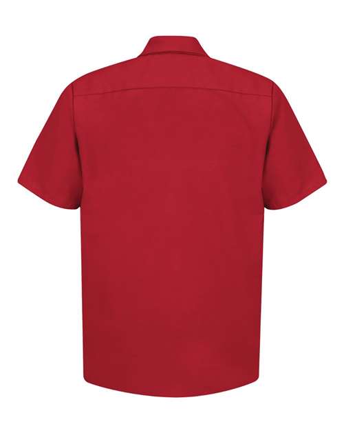 Red Kap SP24T Men's Tall Industrial Short Sleeve Work Shirt - Red - back